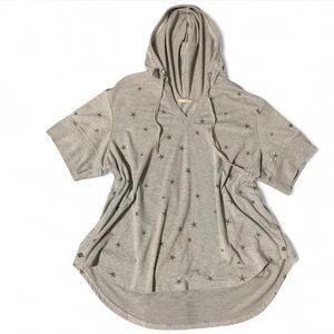 Gray Star-Patterned Women's Hoodie Top